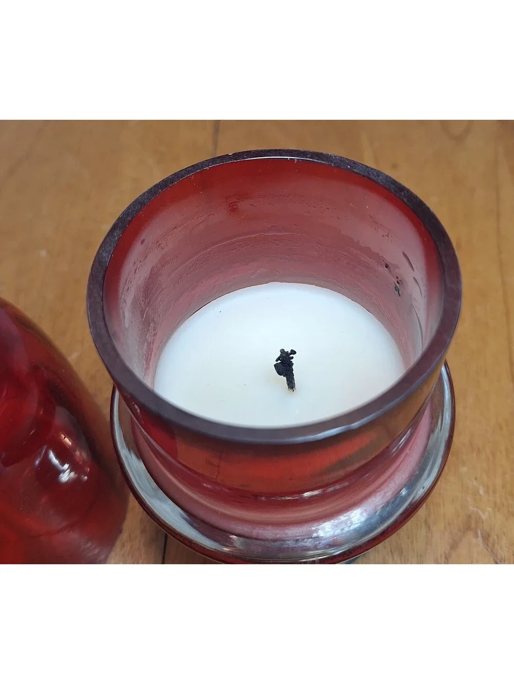 Anthropologie Mini Red Cake Stand Glass Candle (Used) 6.5